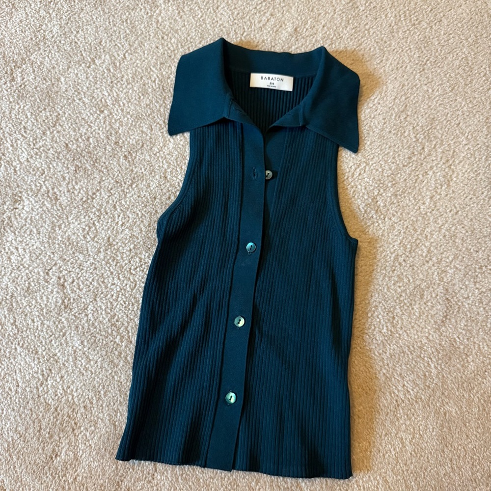 Babaton Sleeveless Ribbed Top in Dark Teal (XXS)